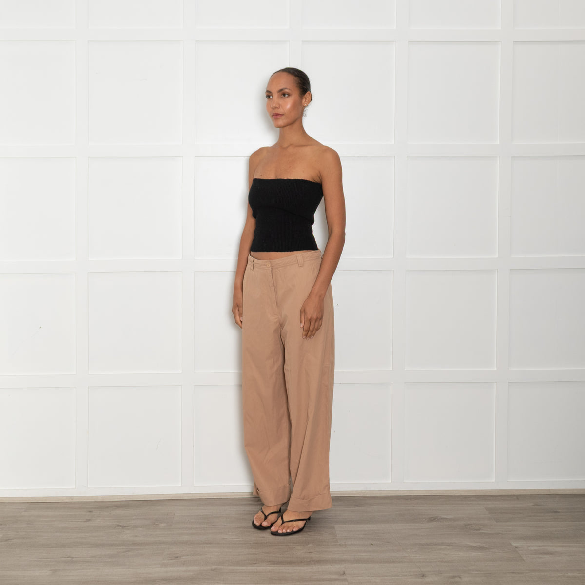 Dries Van Noten Tan Wide Leg Trousers