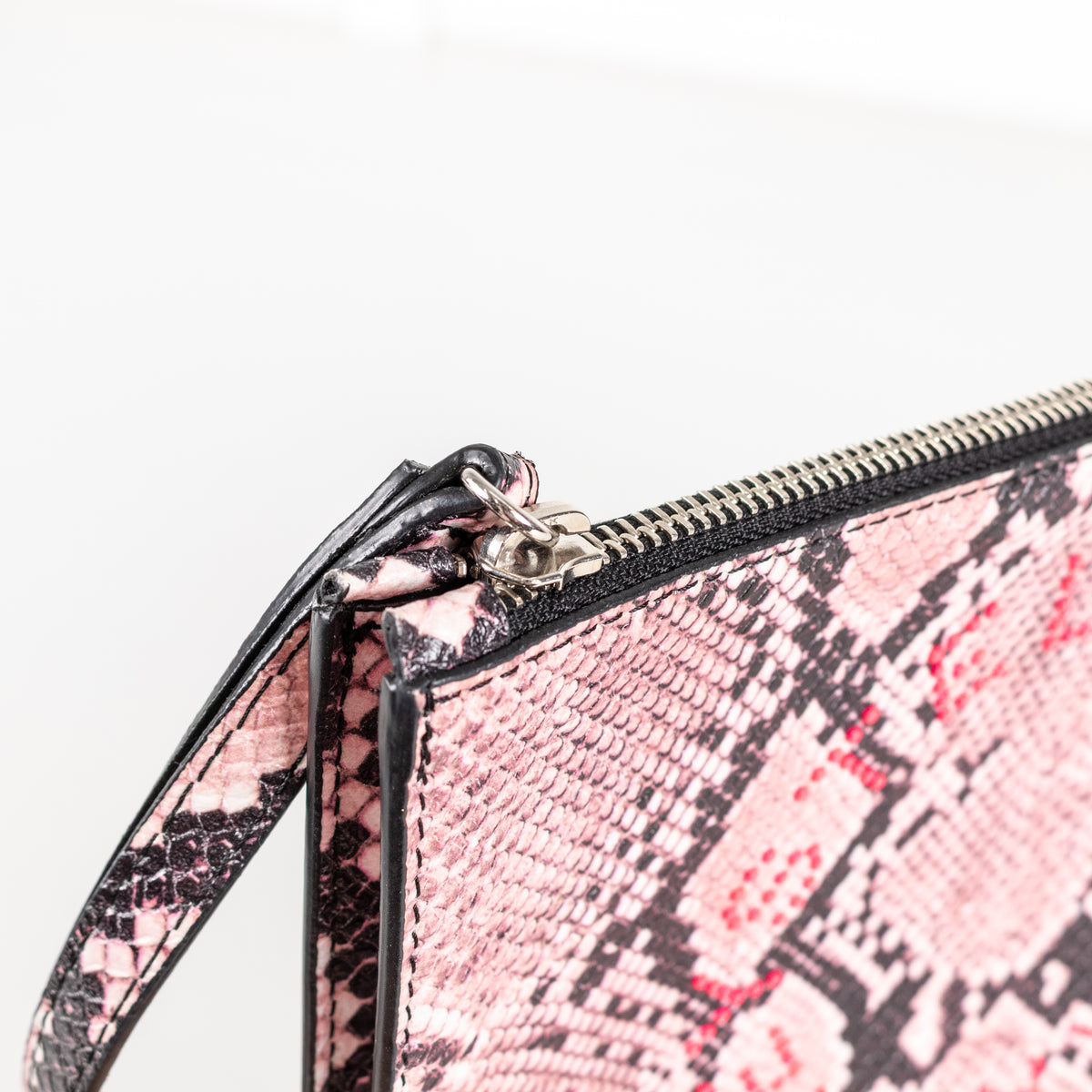 Stella McCartney Pink Snake Clutch with Pink Studs