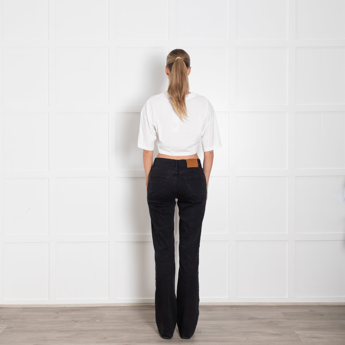 Ba & Sh White Cotton Cropped T-Shirt