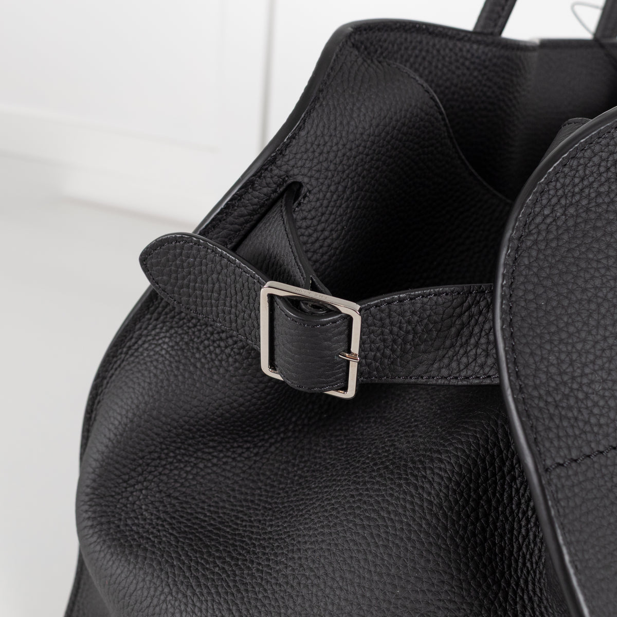The Row Black Pebbled Leather Margaux 17 Bag