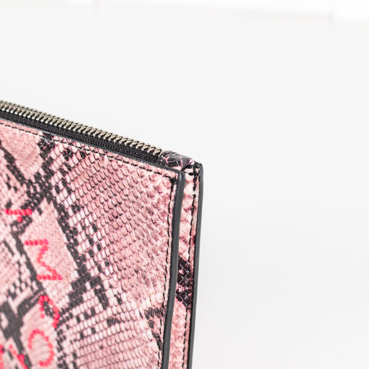 Stella McCartney Pink Snake Clutch with Pink Studs