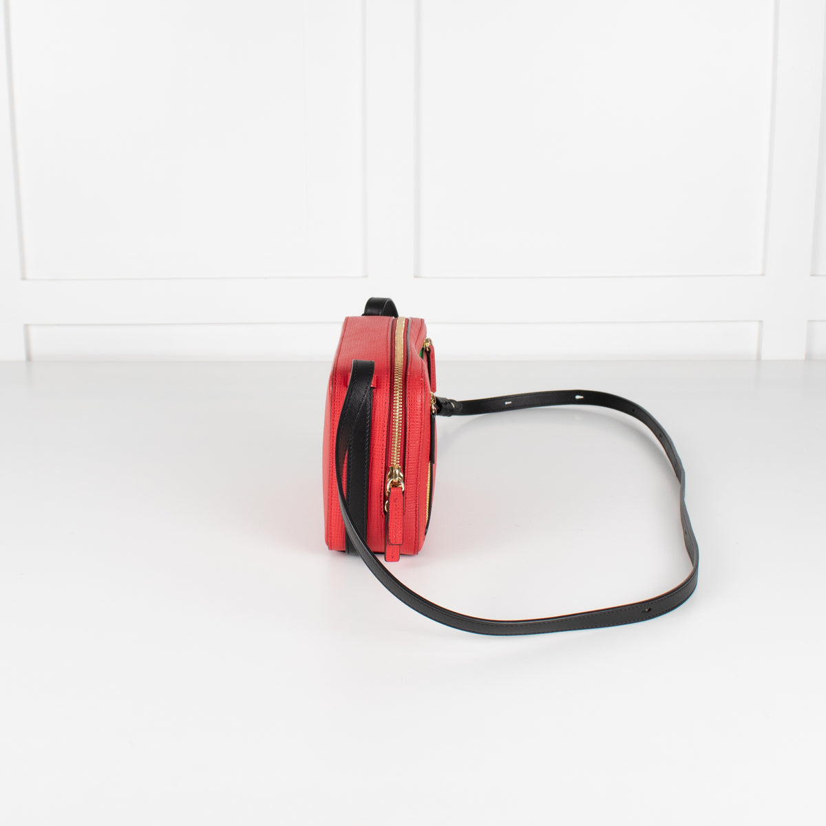 Smythson Red Panama Sliding Strap Crossgrain Leather Crossbody Bag