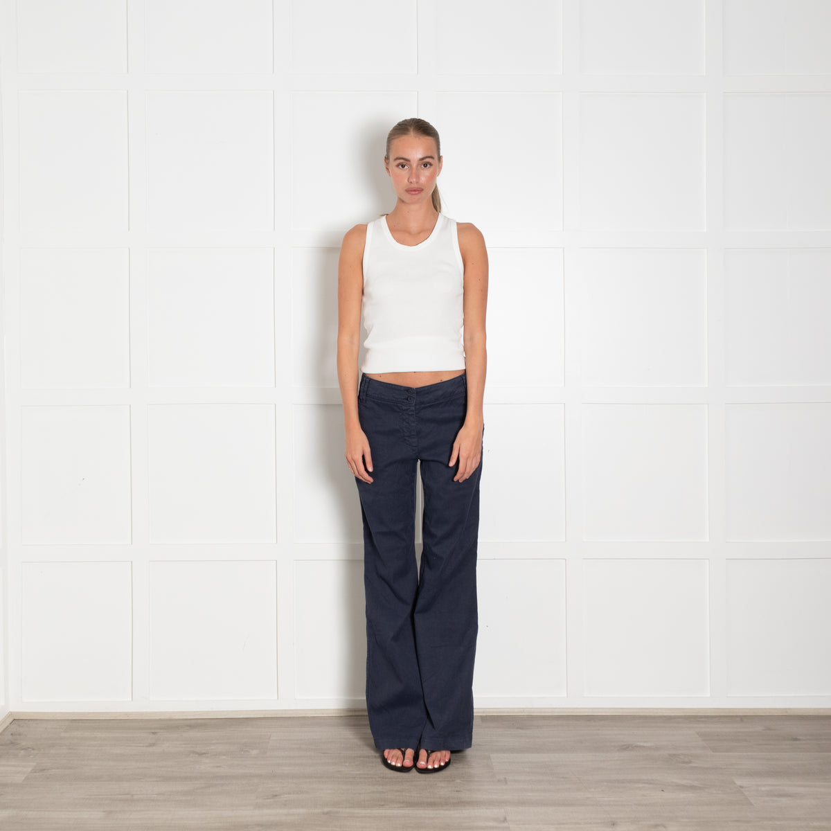 120%  Lino Blue Linen Trousers