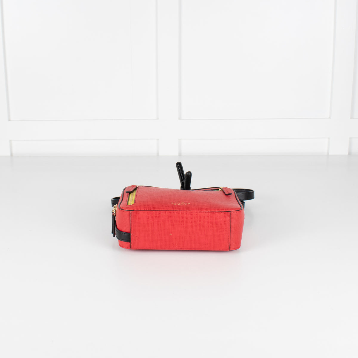 Smythson Red Panama Sliding Strap Crossgrain Leather Crossbody Bag