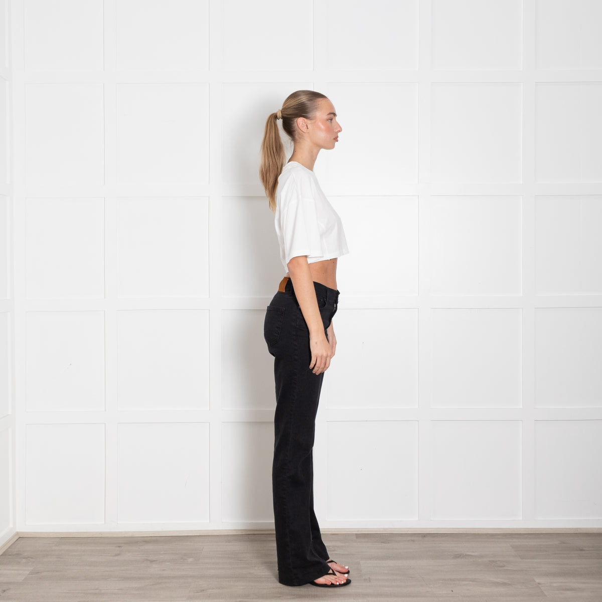 Ba & Sh White Cotton Cropped T-Shirt