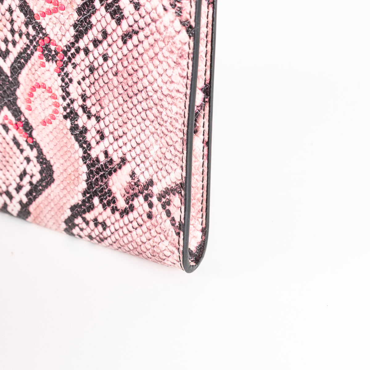 Stella McCartney Pink Snake Clutch with Pink Studs