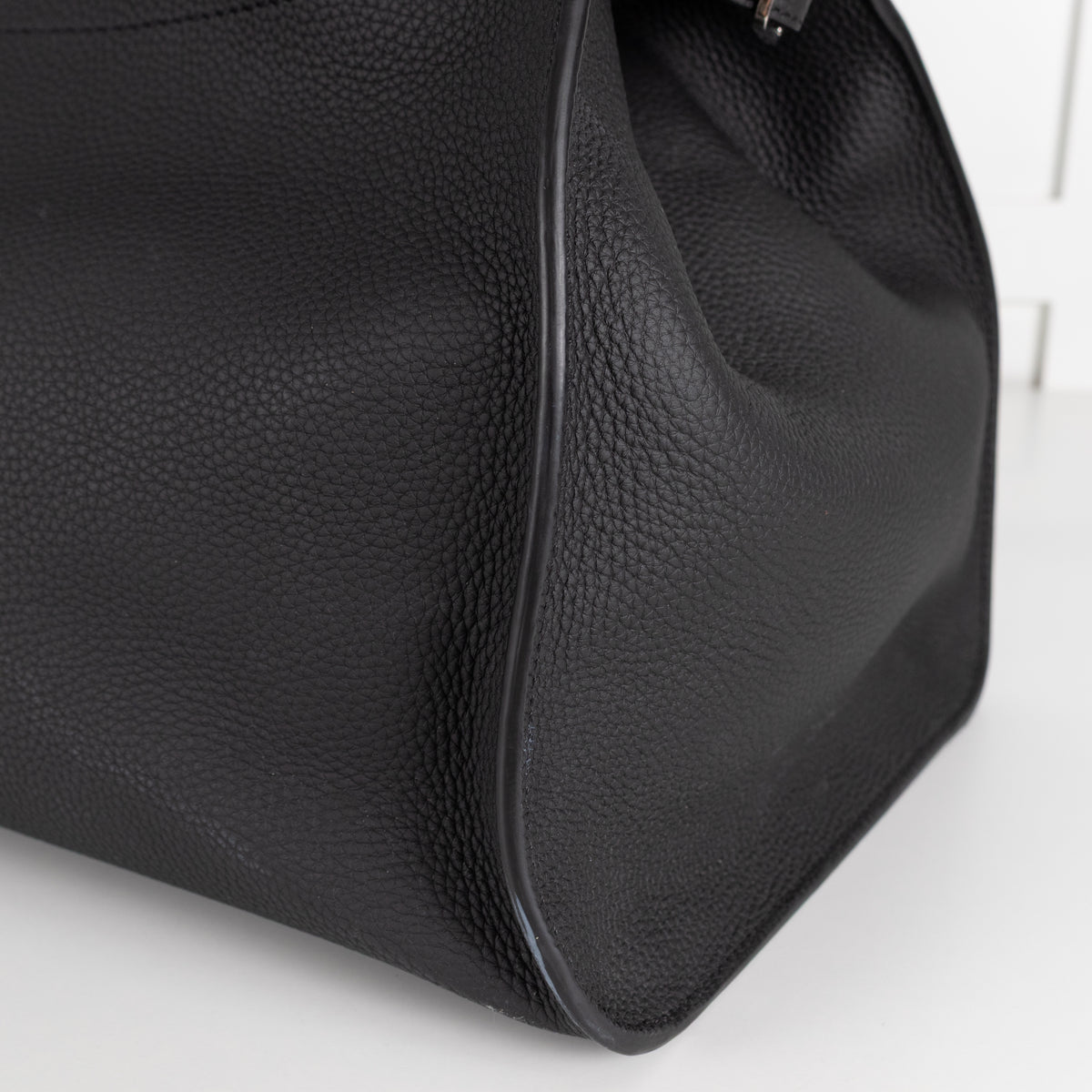 The Row Black Pebbled Leather Margaux 17 Bag