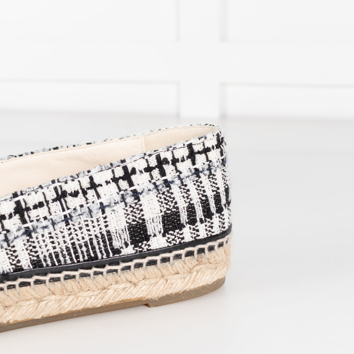 Chanel Black White Tweedy CC Espadrilles