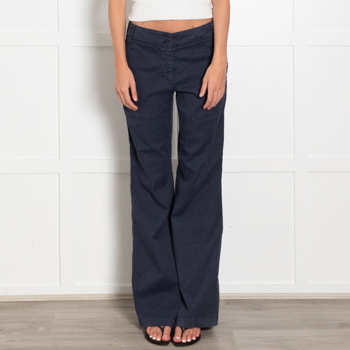 120%  Lino Blue Linen Trousers