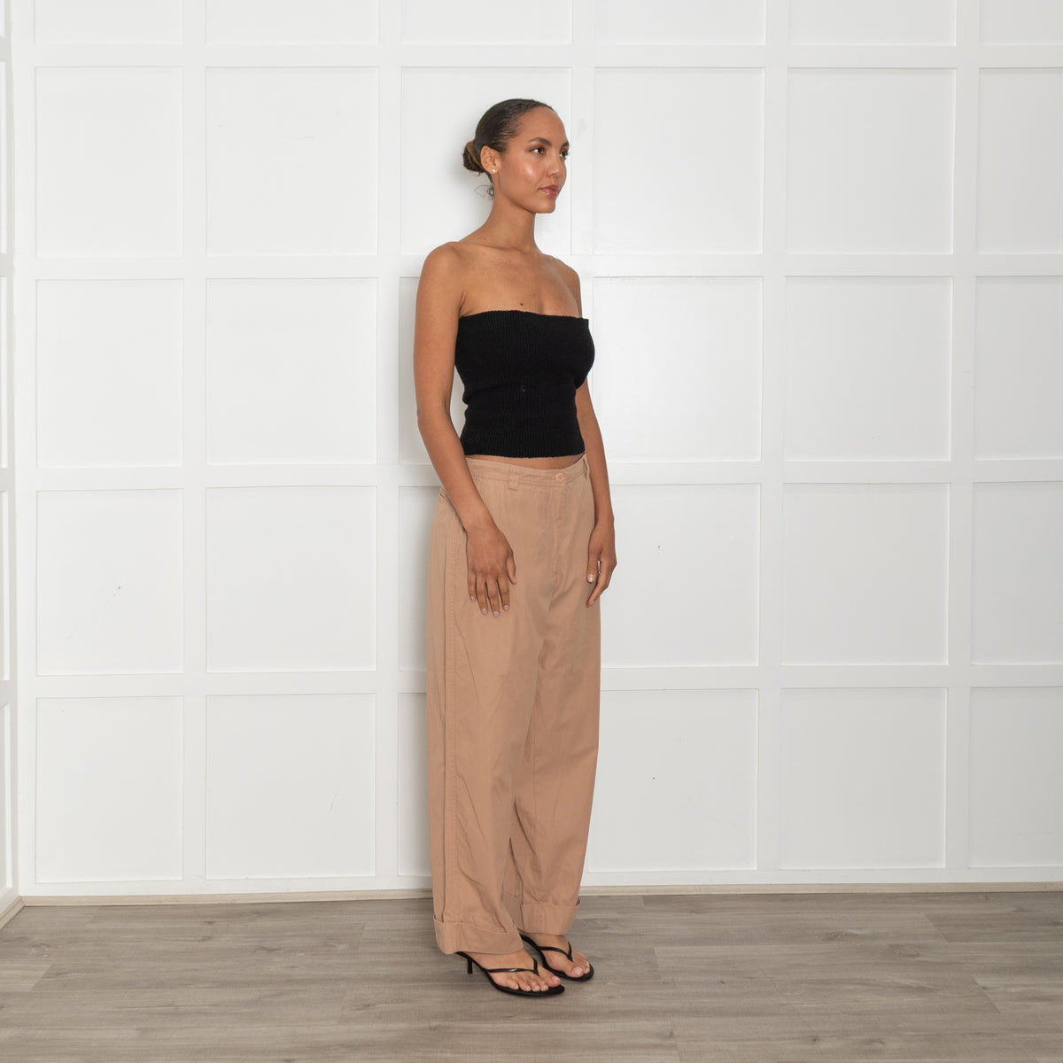 Dries Van Noten Tan Wide Leg Trousers