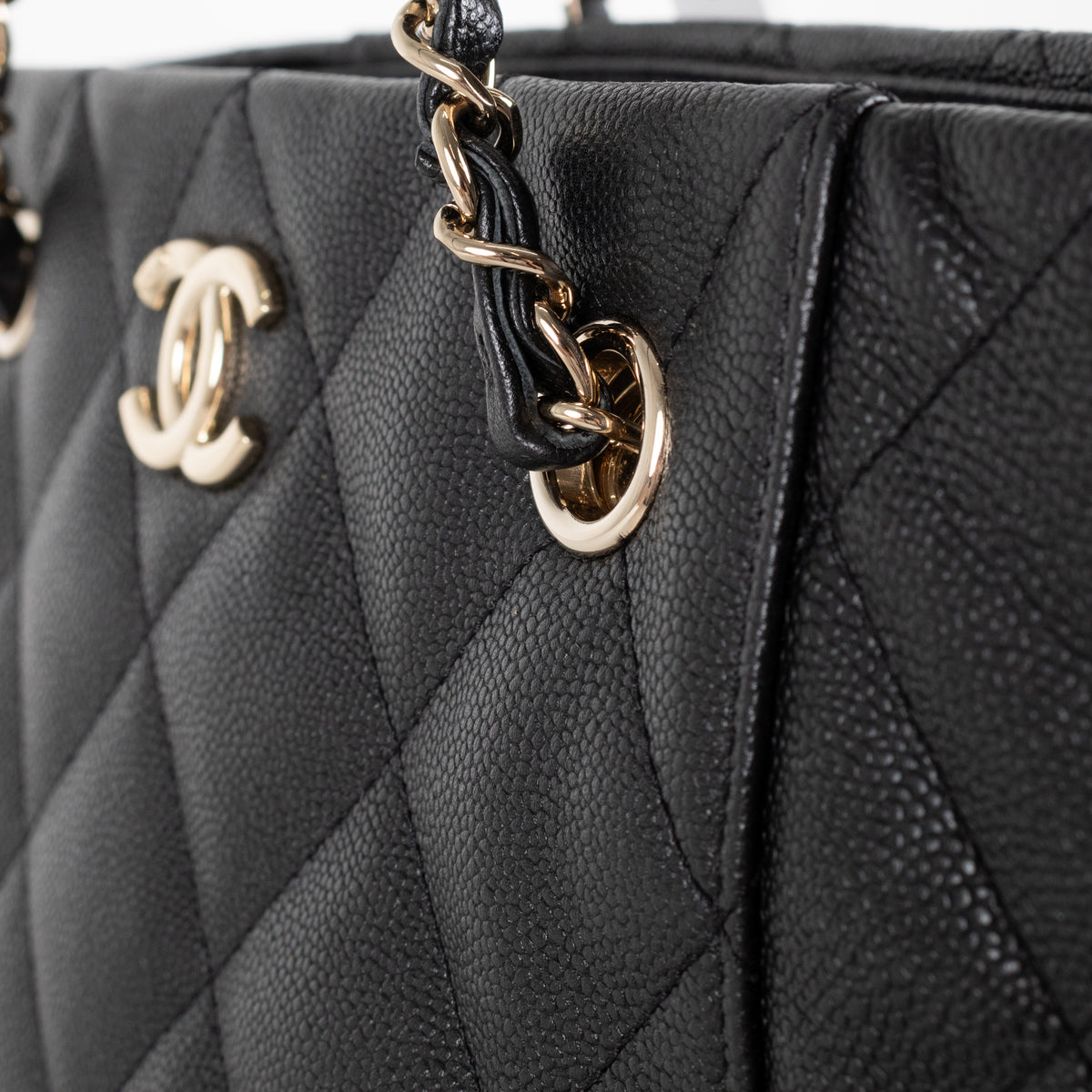 Chanel Black Quilted Caviar Leather Tote Bag