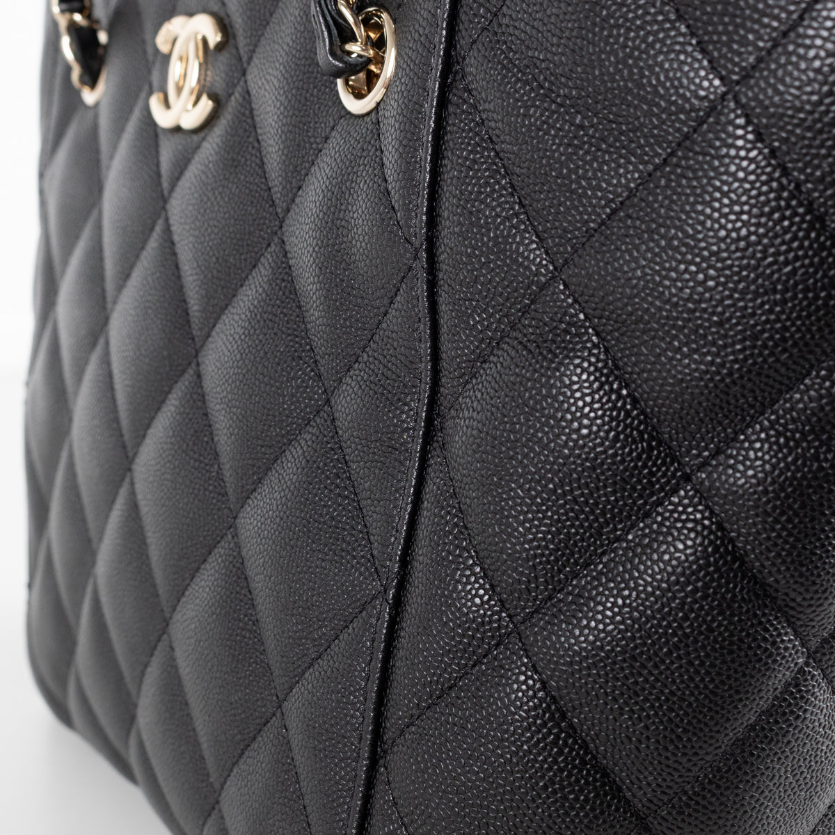 Chanel Black Quilted Caviar Leather Tote Bag