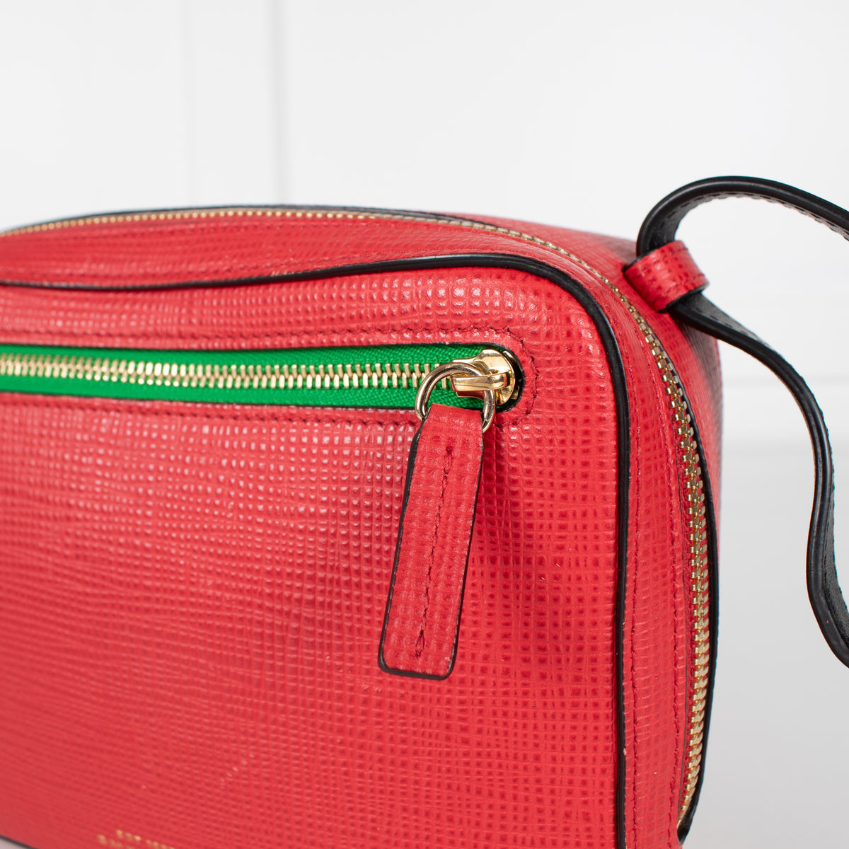 Smythson Red Panama Sliding Strap Crossgrain Leather Crossbody Bag
