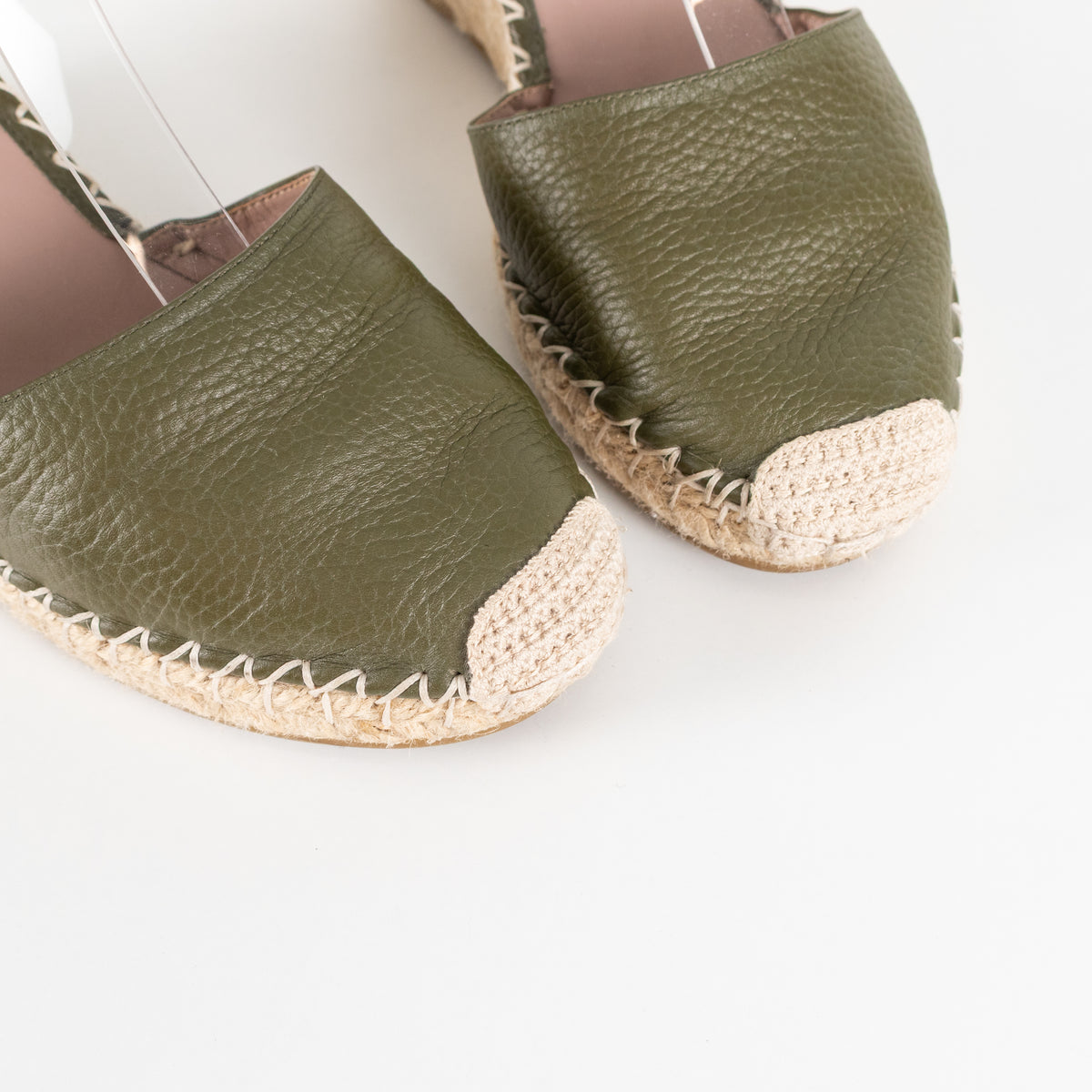 Valentino Khaki Wedge Leather Rockstud Espadrilles