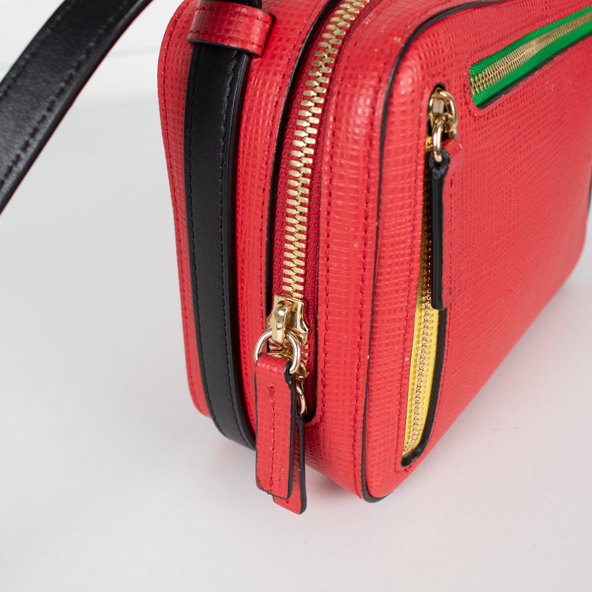 Smythson Red Panama Sliding Strap Crossgrain Leather Crossbody Bag