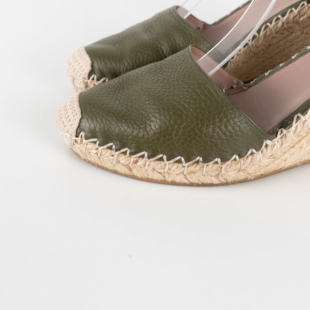 Valentino Khaki Wedge Leather Rockstud Espadrilles