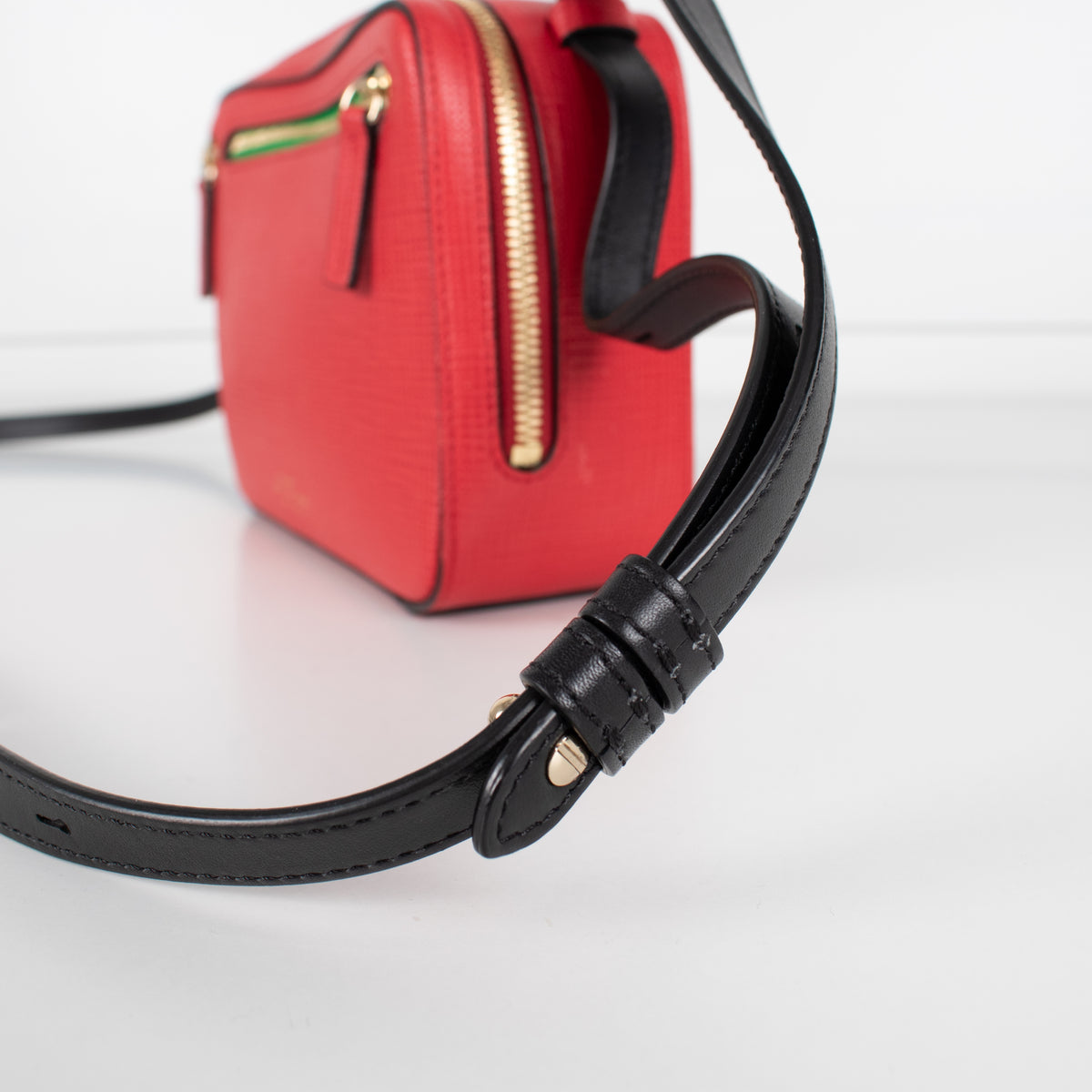 Smythson Red Panama Sliding Strap Crossgrain Leather Crossbody Bag