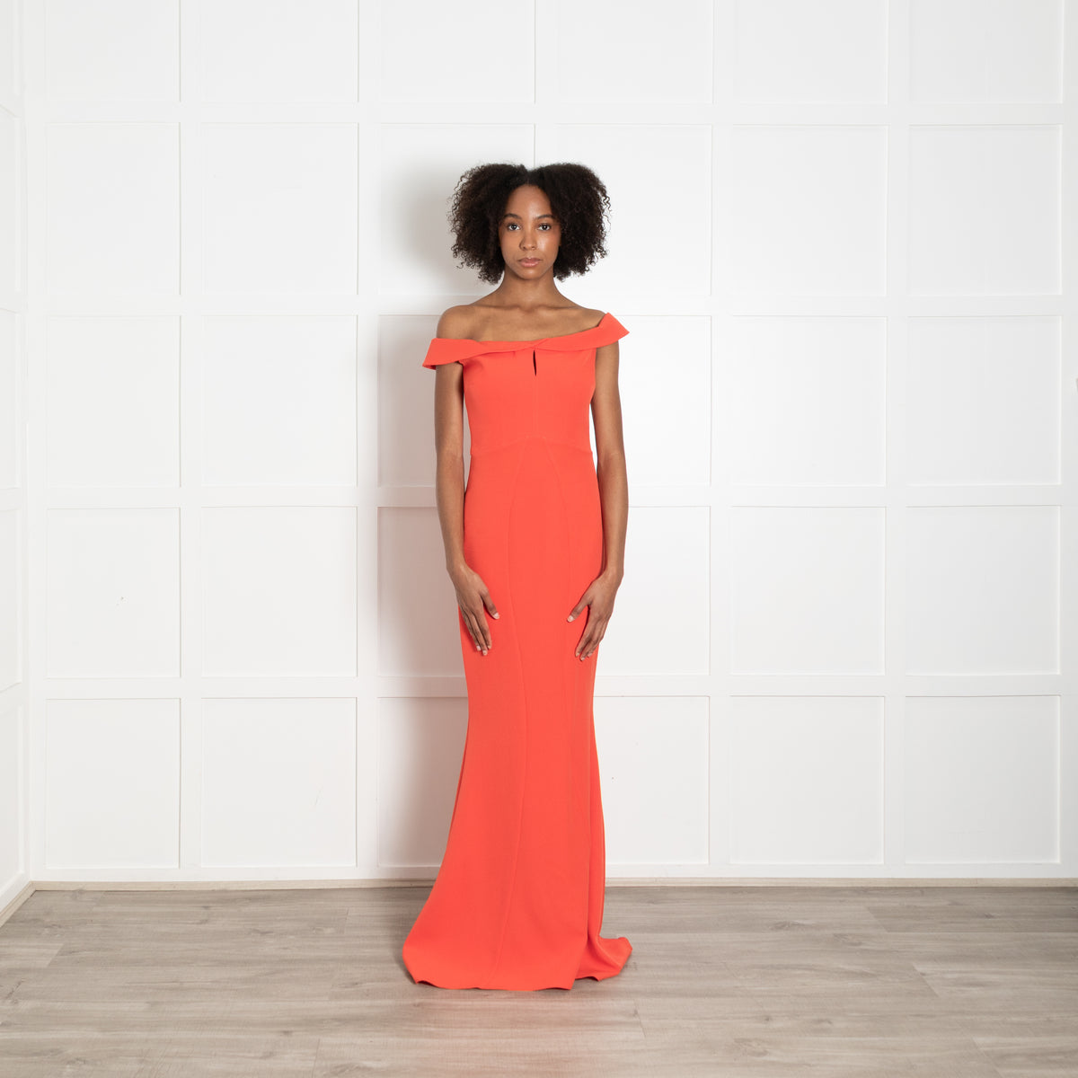 Safiyaa Orange Strapless Twist Gown