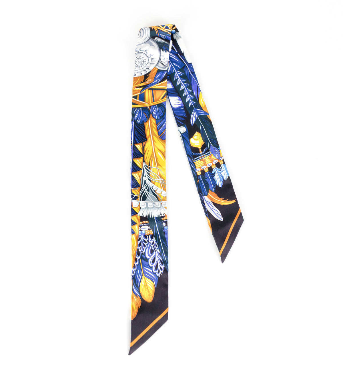 Hermes Danse Blue Pacifique Silk Twilly