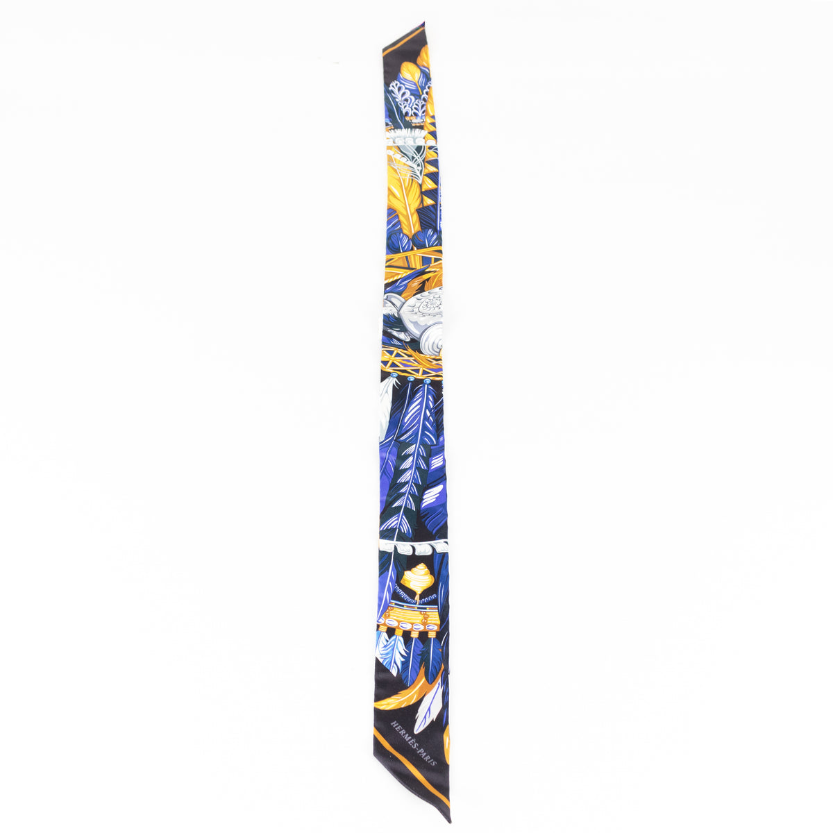 Hermes Danse Blue Pacifique Silk Twilly