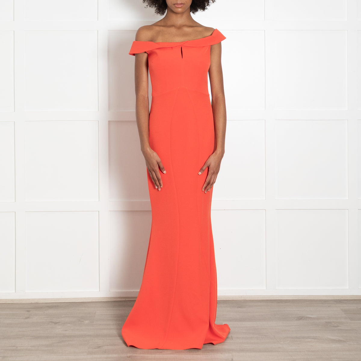 Safiyaa Orange Strapless Twist Gown