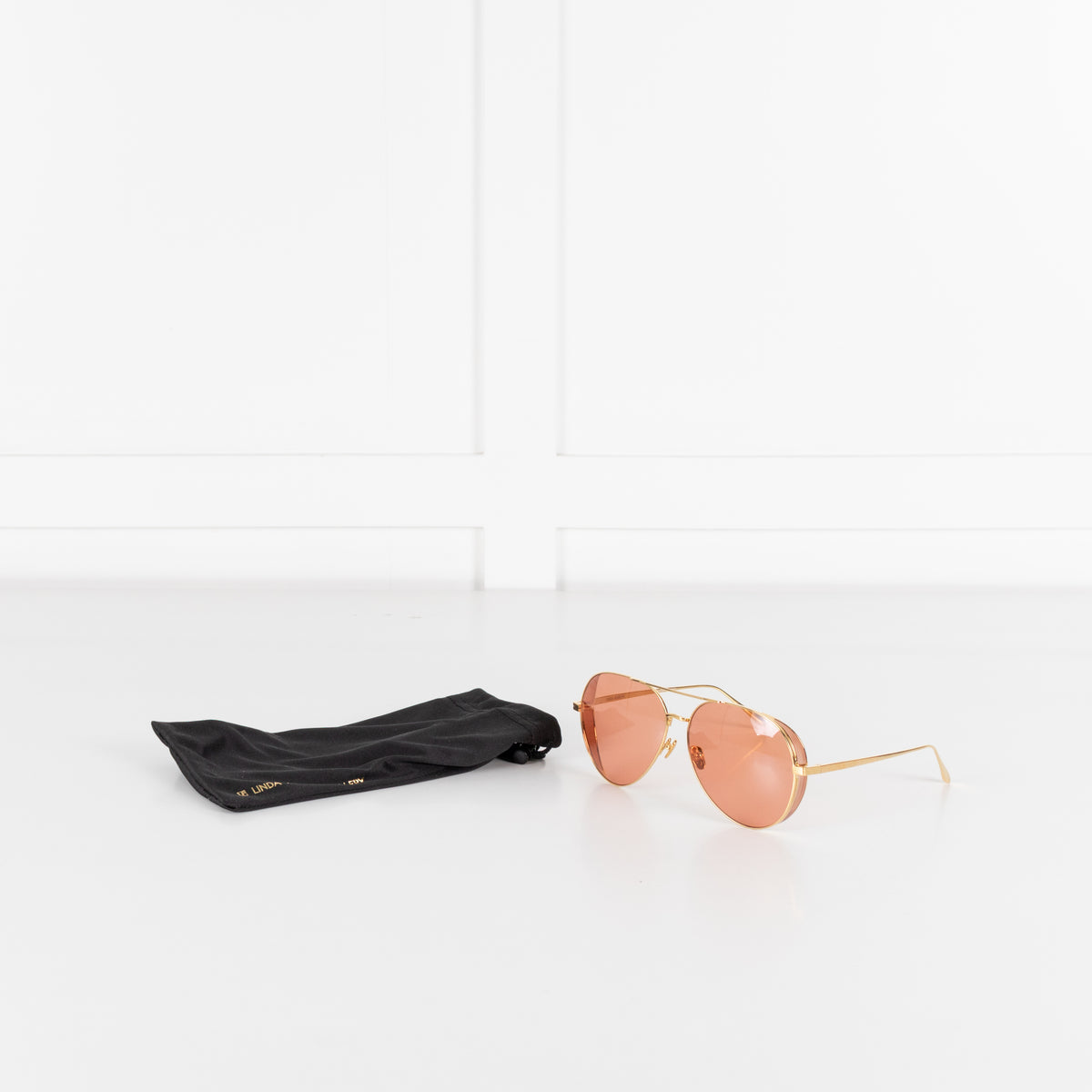 Linda Farrow Oversized Titanium Aviator Frame with Rose Coloured Lense