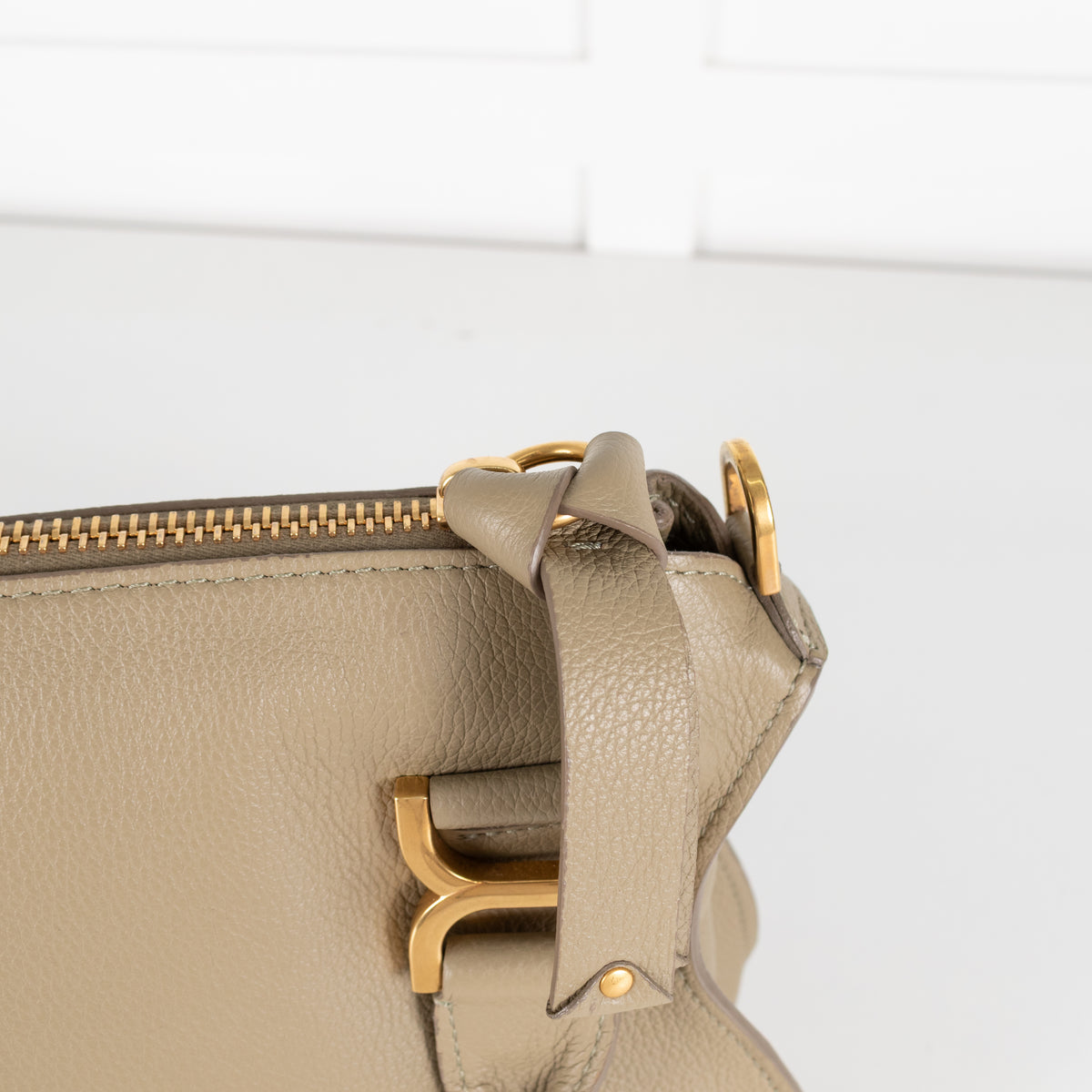 Chloe Khaki Marcie Handbag With Crossbody Strap
