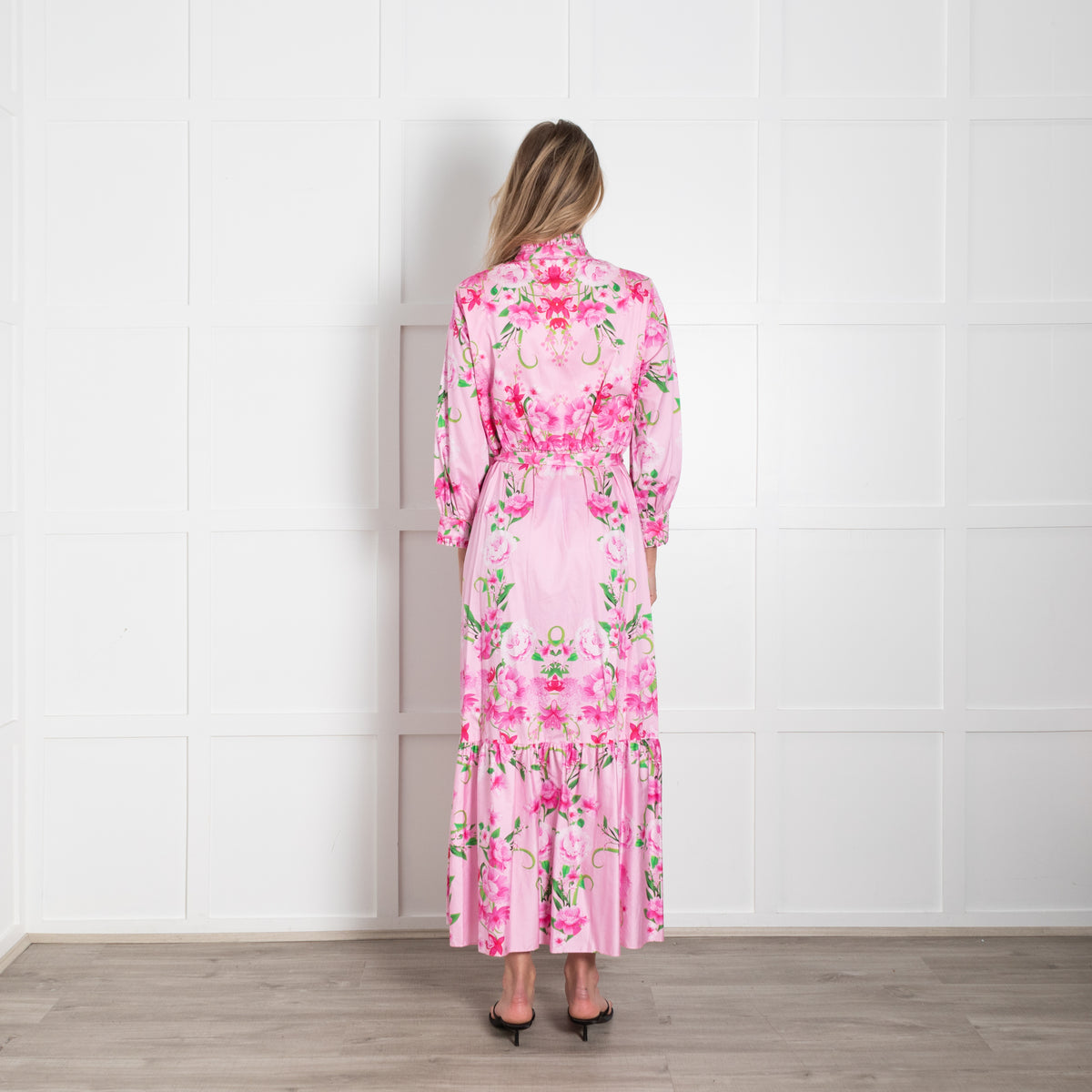 Borgo De Nor Pink Floral Ruffle Maxi Dress