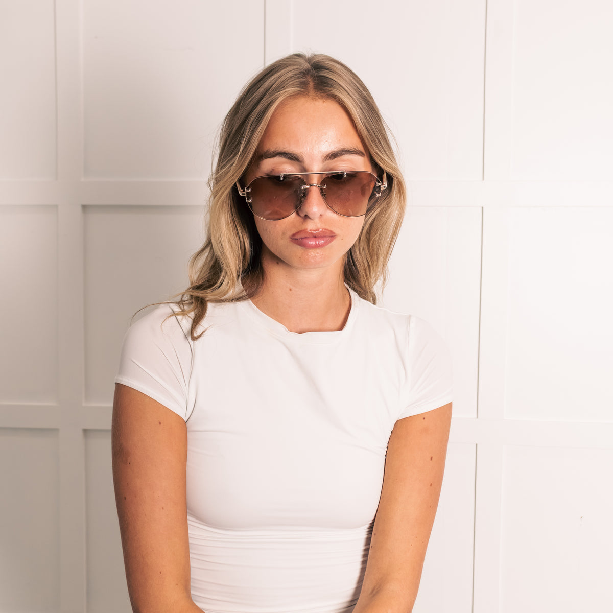 Linda Farrow Titanium Frameless Aviator