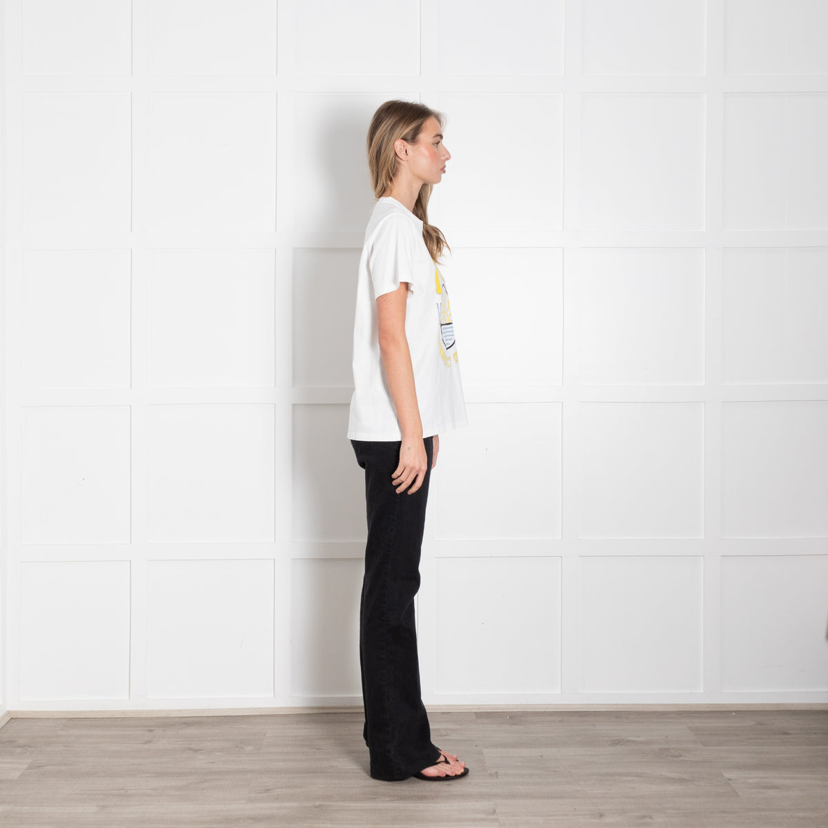 Ganni White Yellow Slogan T-Shirt