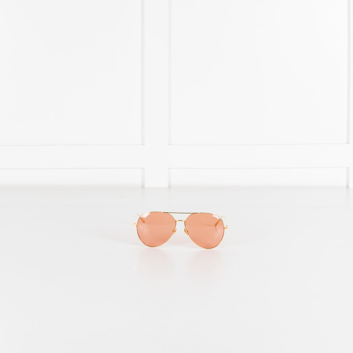 Linda Farrow Oversized Titanium Aviator Frame with Rose Coloured Lense