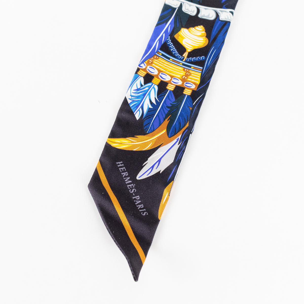 Hermes Danse Blue Pacifique Silk Twilly