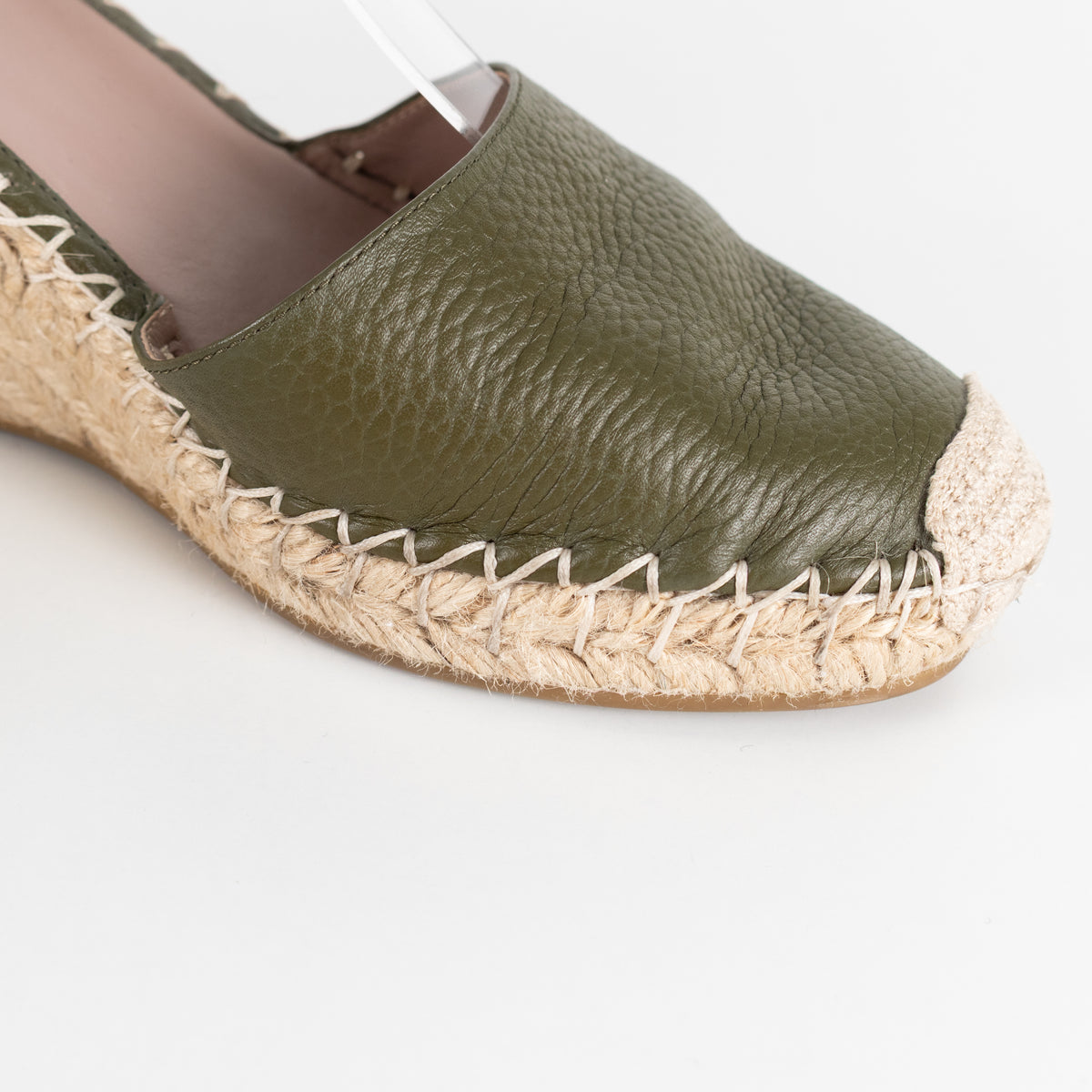 Valentino Khaki Wedge Leather Rockstud Espadrilles