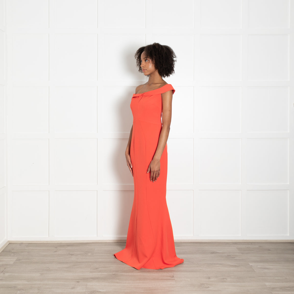 Safiyaa Orange Strapless Twist Gown