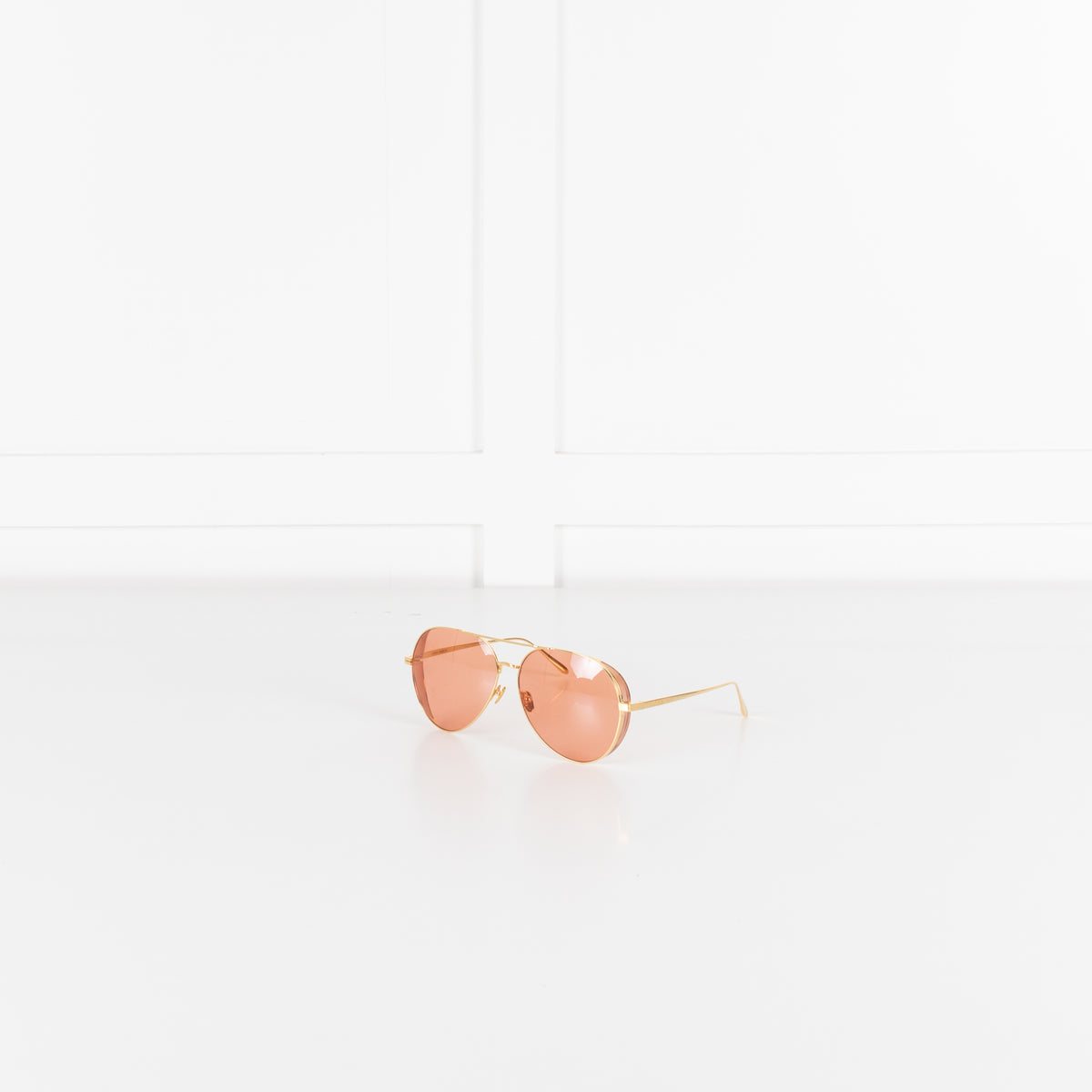 Linda Farrow Oversized Titanium Aviator Frame with Rose Coloured Lense