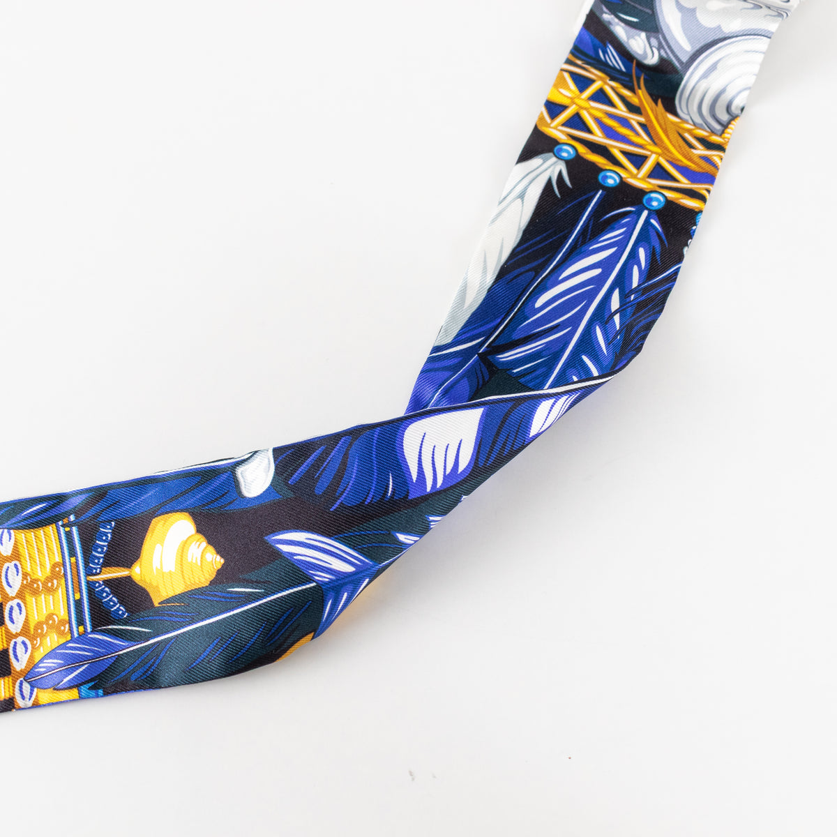 Hermes Danse Blue Pacifique Silk Twilly