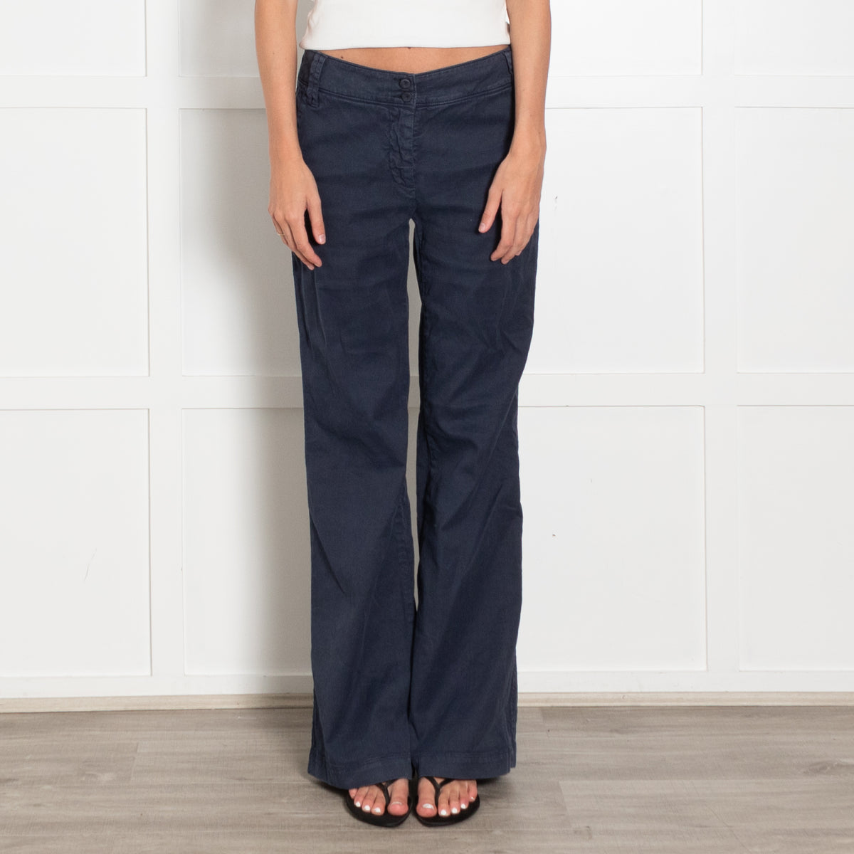 120% Lino Blue Linen Wide Leg Trousers