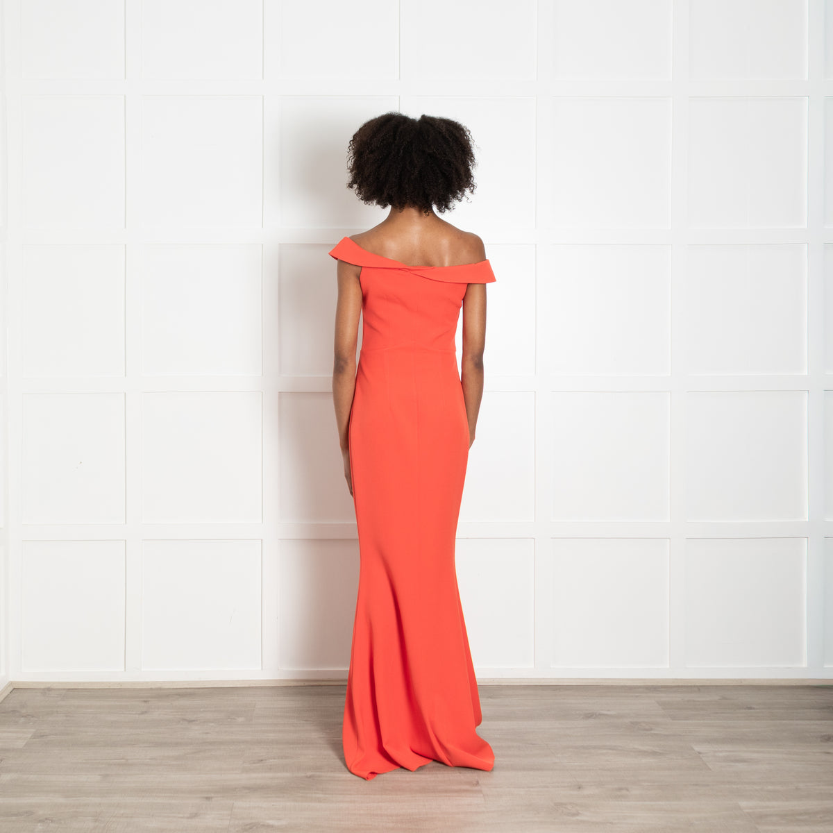 Safiyaa Orange Strapless Twist Gown