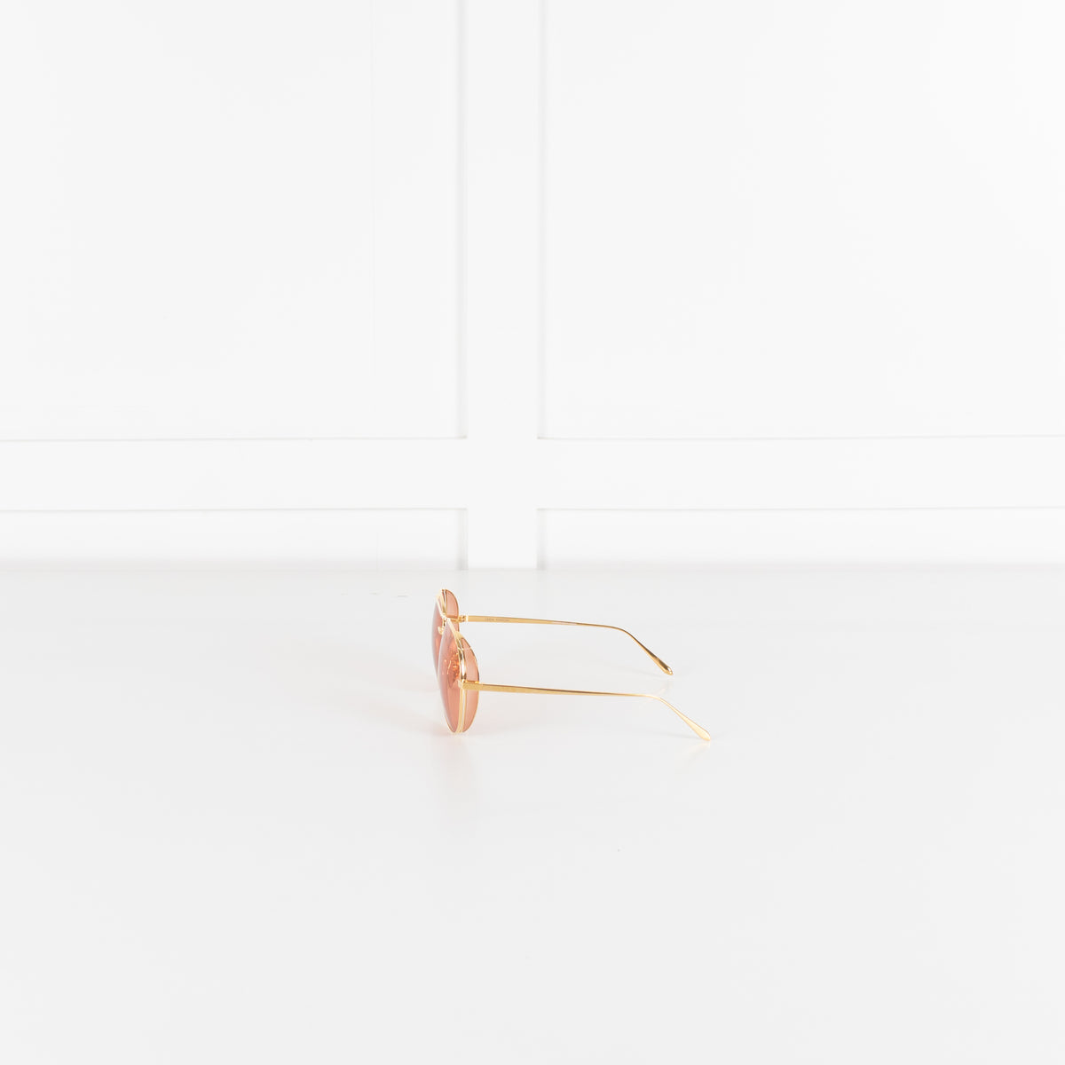 Linda Farrow Oversized Titanium Aviator Frame with Rose Coloured Lense
