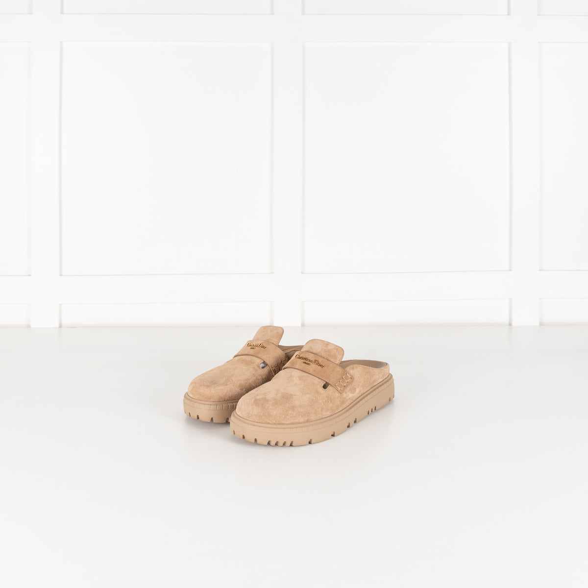 Christian Dior Beige Suede Christian Boy Slip On Mules