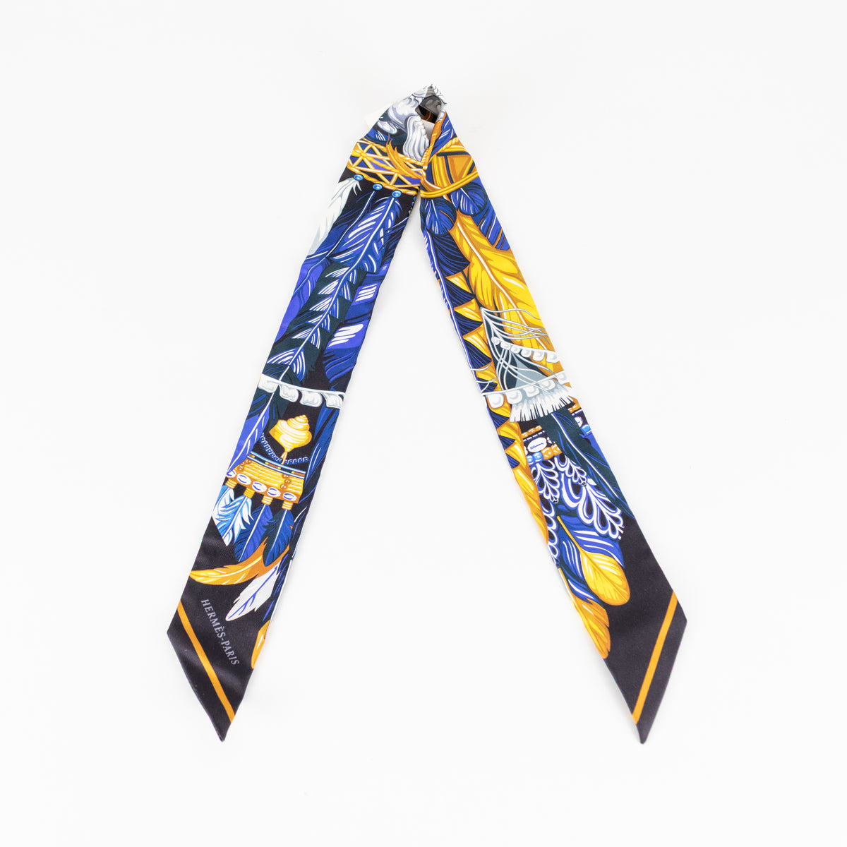 Hermes Danse Blue Pacifique Silk Twilly
