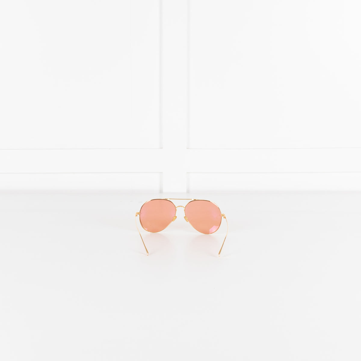 Linda Farrow Oversized Titanium Aviator Frame with Rose Coloured Lense