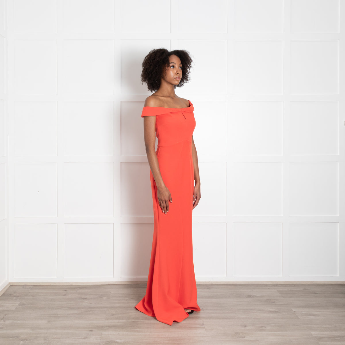 Safiyaa Orange Strapless Twist Gown