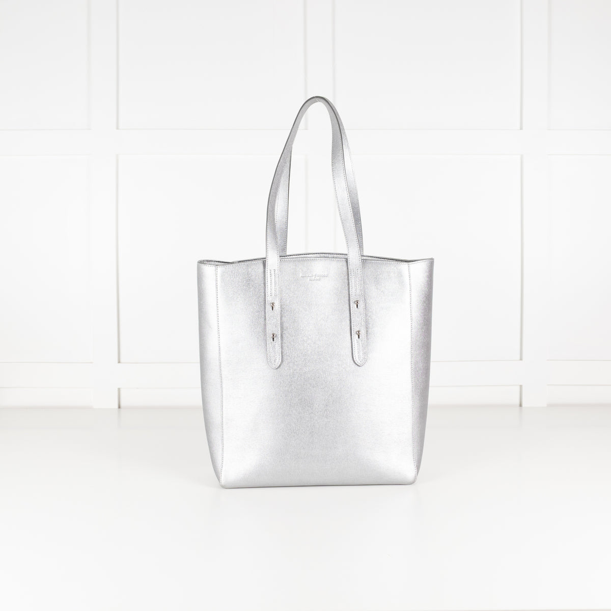 Aspinal of London Silver Leather Tote Bag