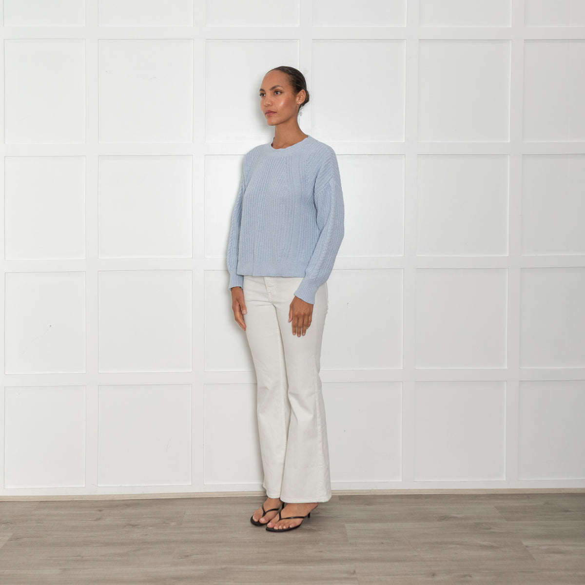 Wrap London Pale Blue Ribbed Cotton Sweater