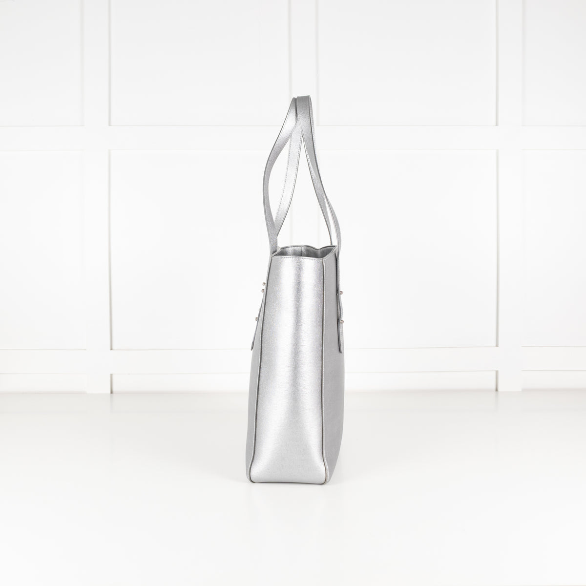 Aspinal of London Silver Leather Tote Bag