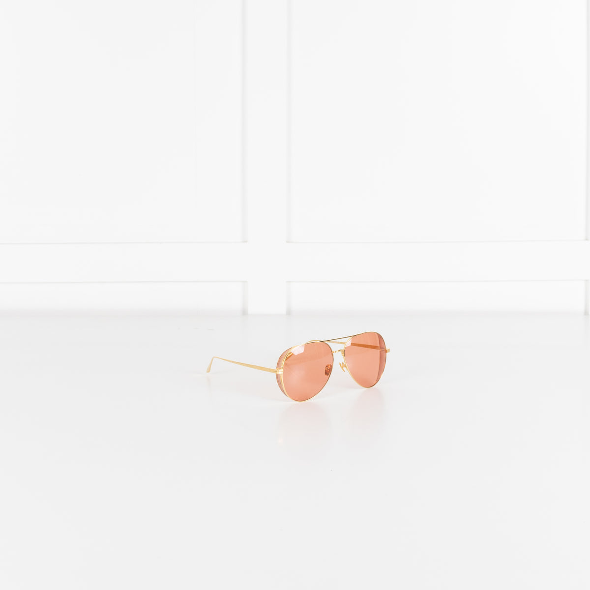 Linda Farrow Oversized Titanium Aviator Frame with Rose Coloured Lense
