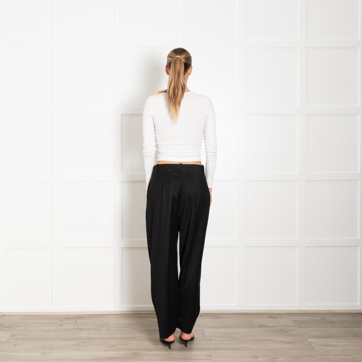 Toteme Black Fine Wool Wide Leg Trousers
