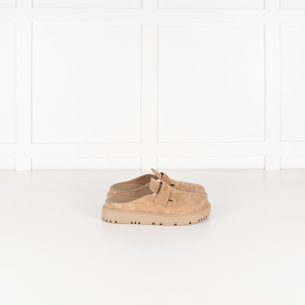 Christian Dior Beige Suede Christian Boy Slip On Mules