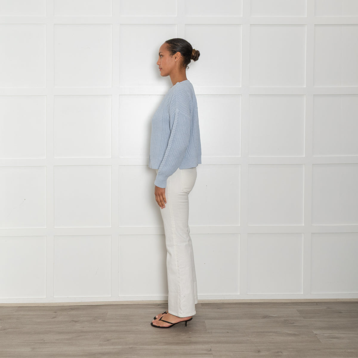 Wrap London Pale Blue Ribbed Cotton Sweater